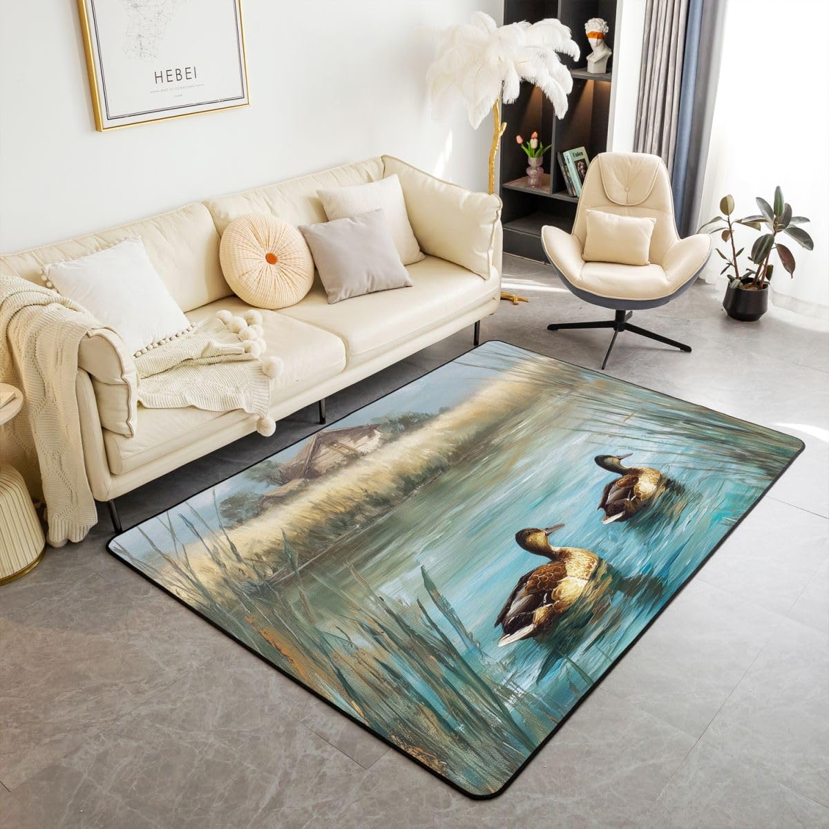 Homewish Tapis Salon 100x150cm Nœud Papillon Bleu Tapis Chambre Peinture à l'huile Tapis Sol Nœud Girly Mignon Décoration D'Intérieur Lodge de Cabine