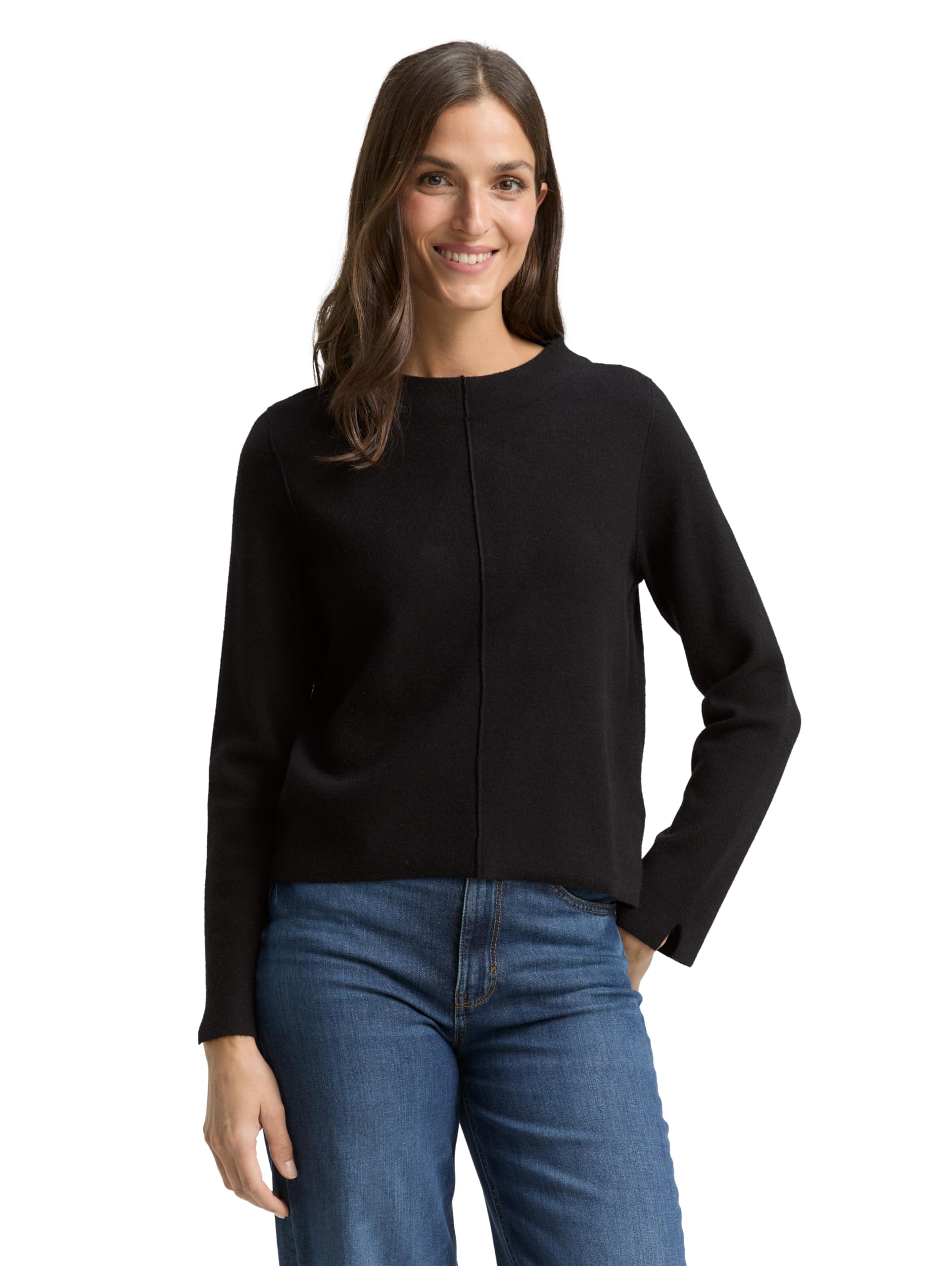 TOM TAILOR Damen 1049163 Cropped Strickpullover mit Stehkragen
