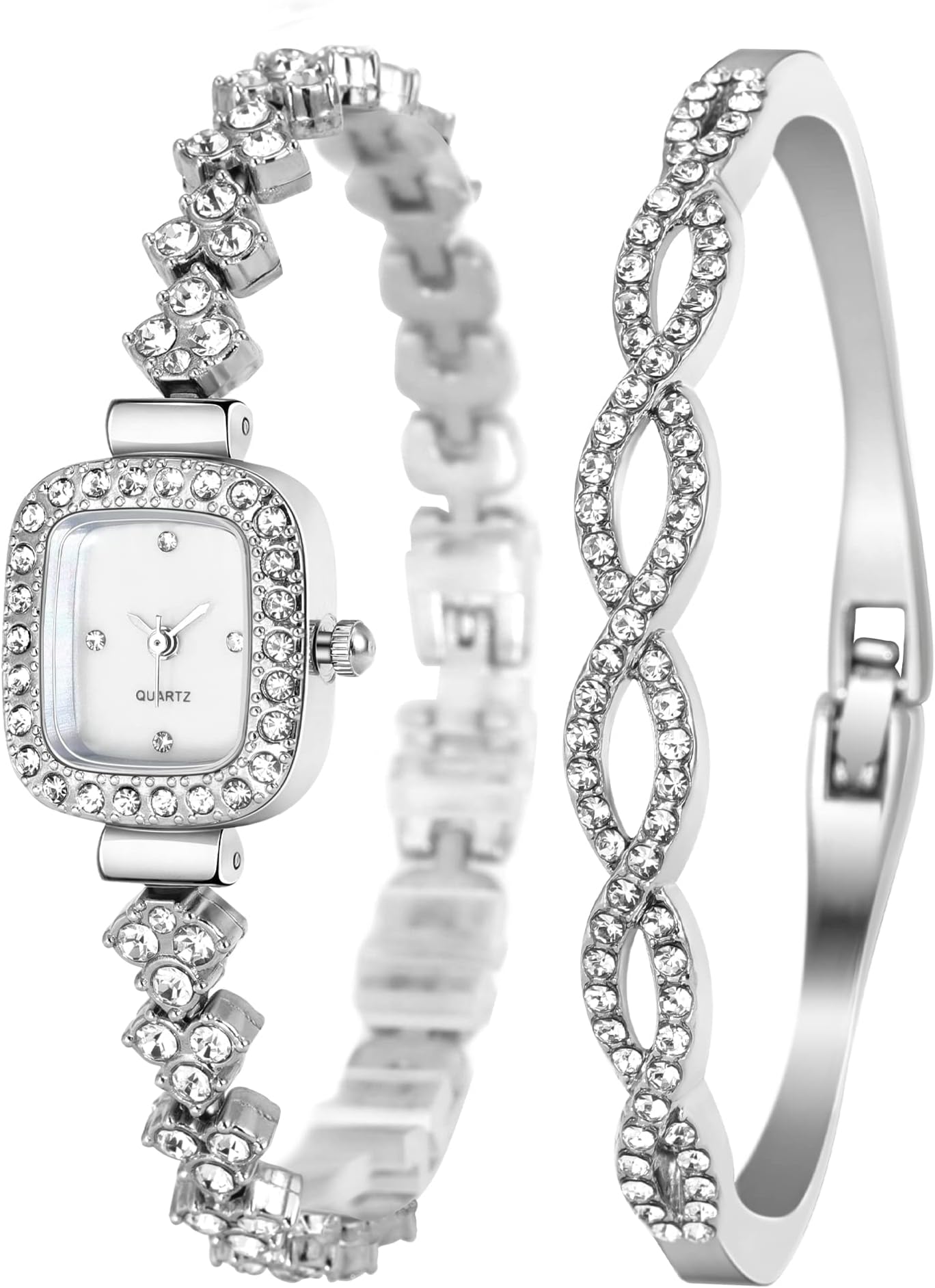 Clastyle Women's Rhinestone Watches with Silver Stainless Steel Strap Thin Watch Gift