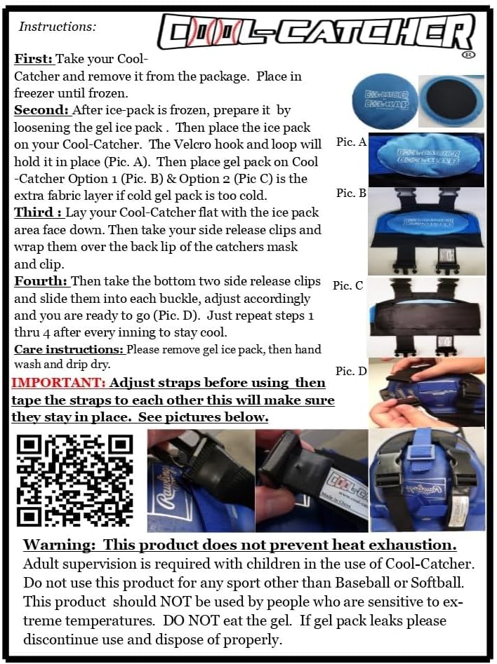 Baseball Softball CATCHER COOL ICE PACKS Umpire Masks Helmet Cooling Gear