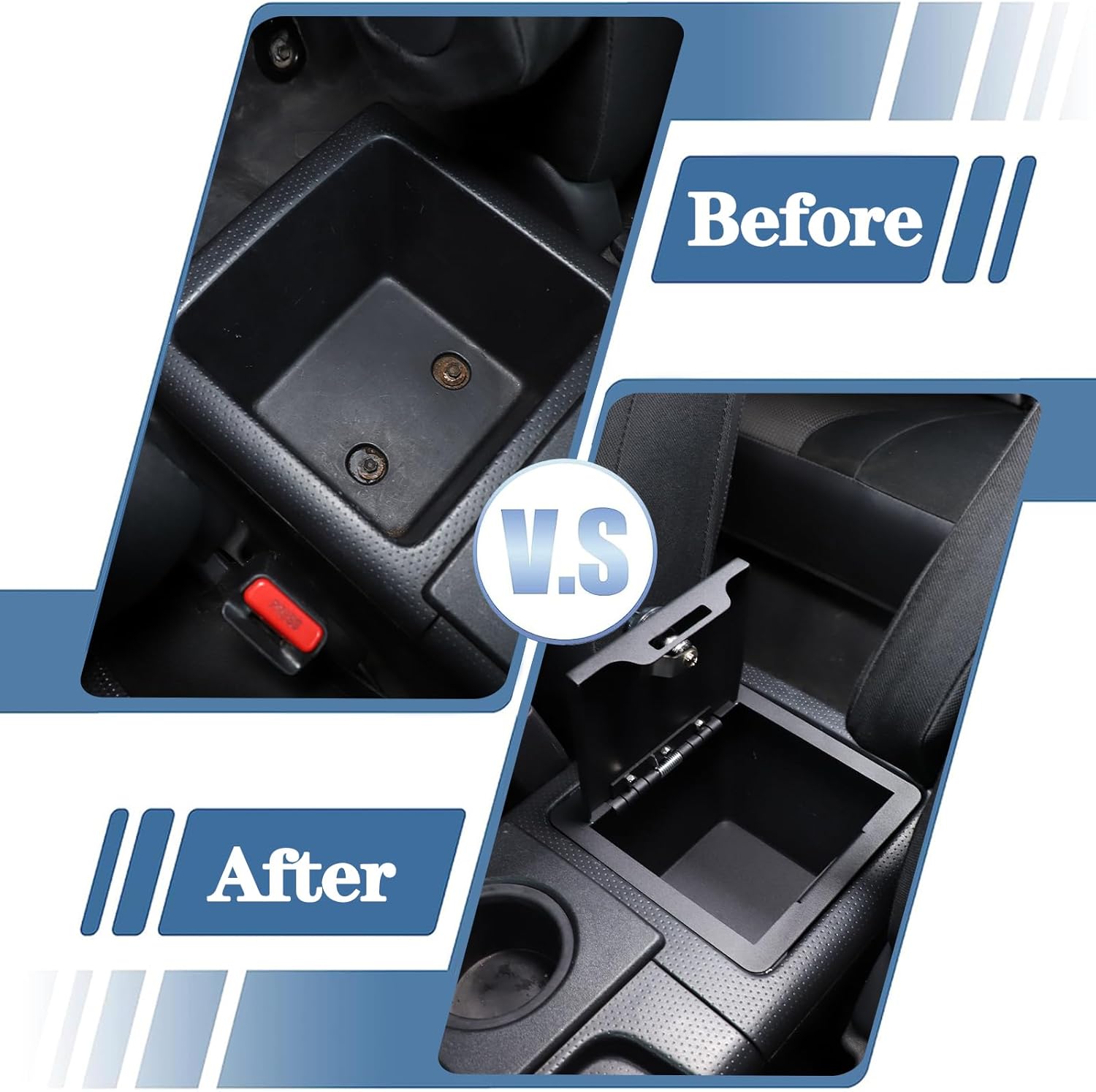 HAPPYHORSE Car Center Console Lock Safe Vault Armrest Storage Compatible Toyot@ FJ Cruiser 2007-2021 Center Console Lock Box Armrest Safe Storage Box Center Console Manager