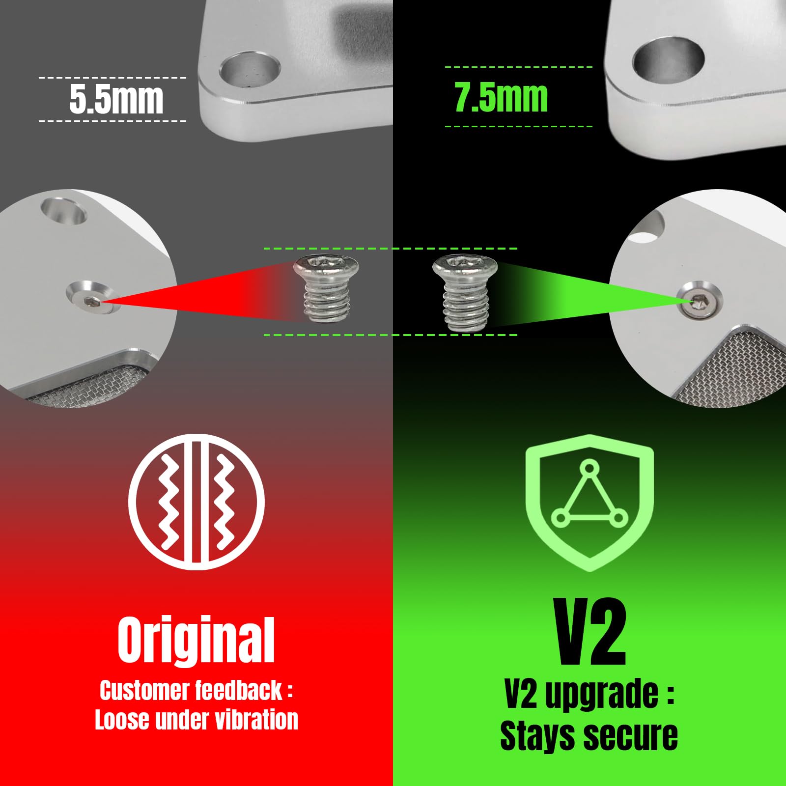 pour MS500i Performance Silencieux V2 – Boulon en alliage d'aluminium robuste – Mise à niveau Bolt-On pour tronçonneuse MS 500i – Plaque de base renforcée, vis allongées – Puissance accrue