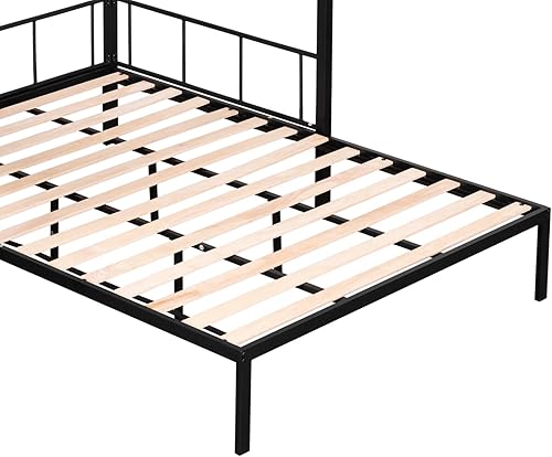 Miniatura 43 de Favfurish Litera de metal individual XL sobre Queen con escaleras inclinadas y barandillas de seguridad para dormitorio, habitaciones de invitados,