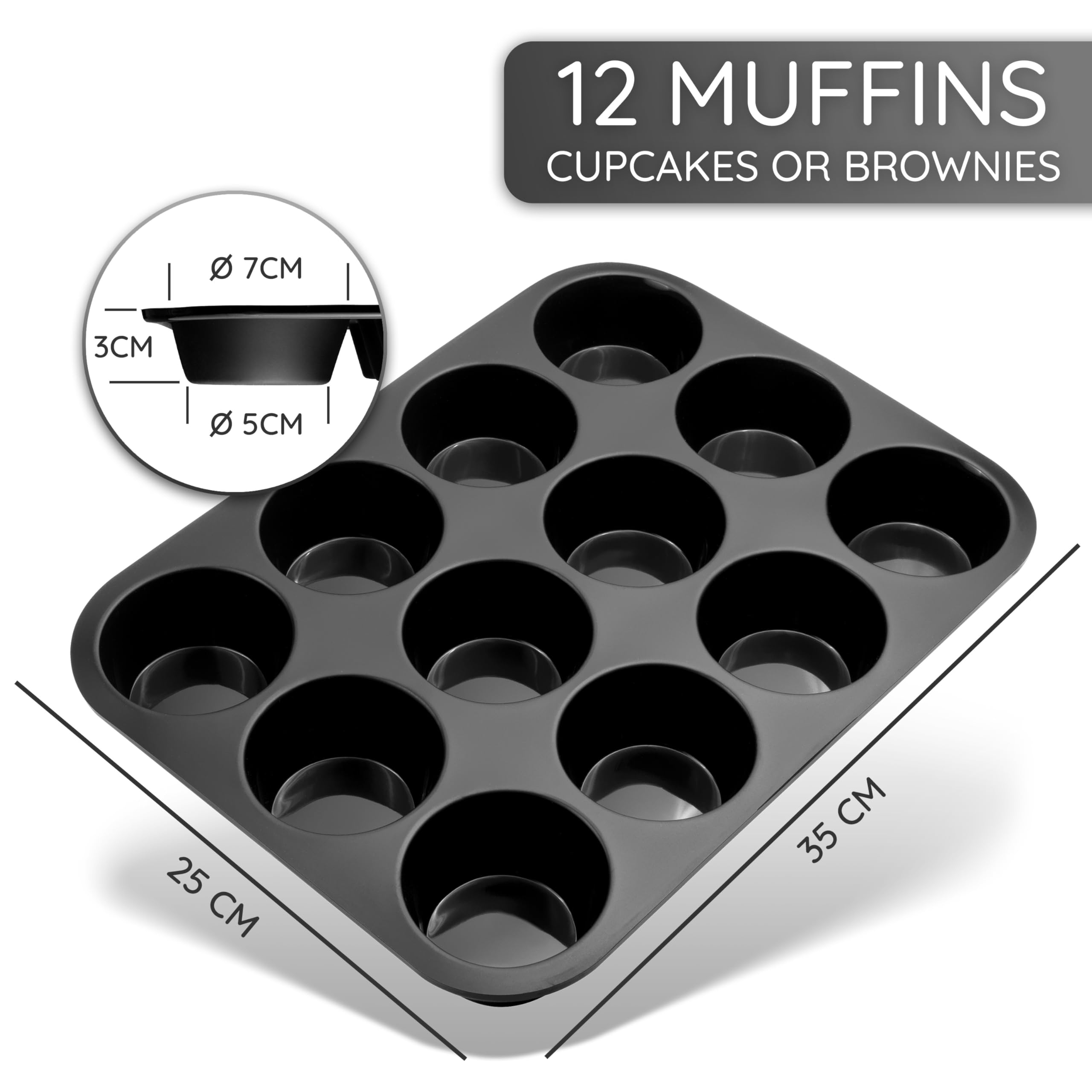 Belmalia 2 Teglia Per Muffin, Silicone, 33 X 25 X 3 Cm, 12 Stampi - 2