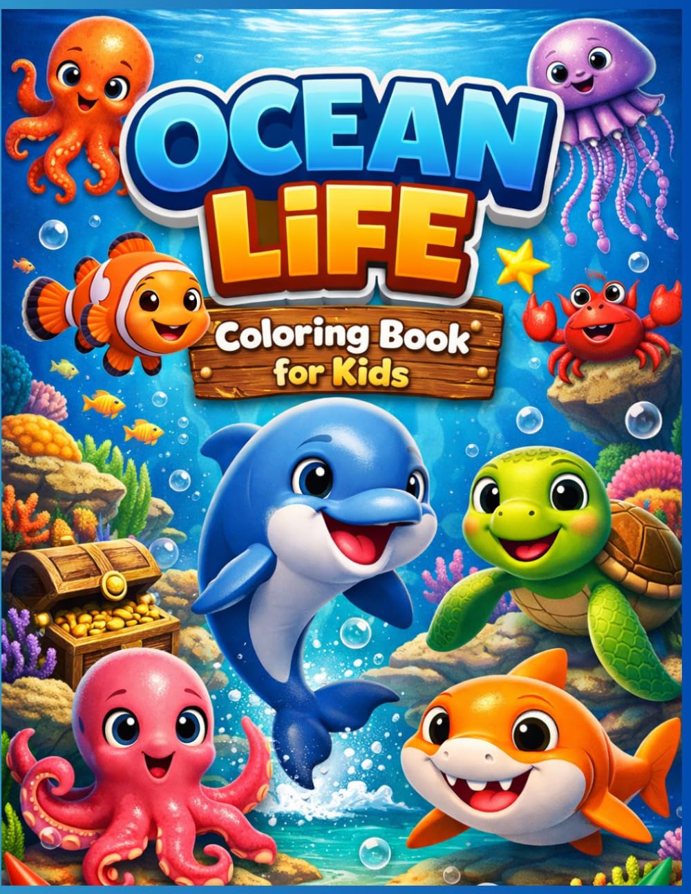 Ocean Life Coloring Book for Kids: Fun & Easy Sea Animal Coloring for Ages 3–5 (Sea Life Learning Series)