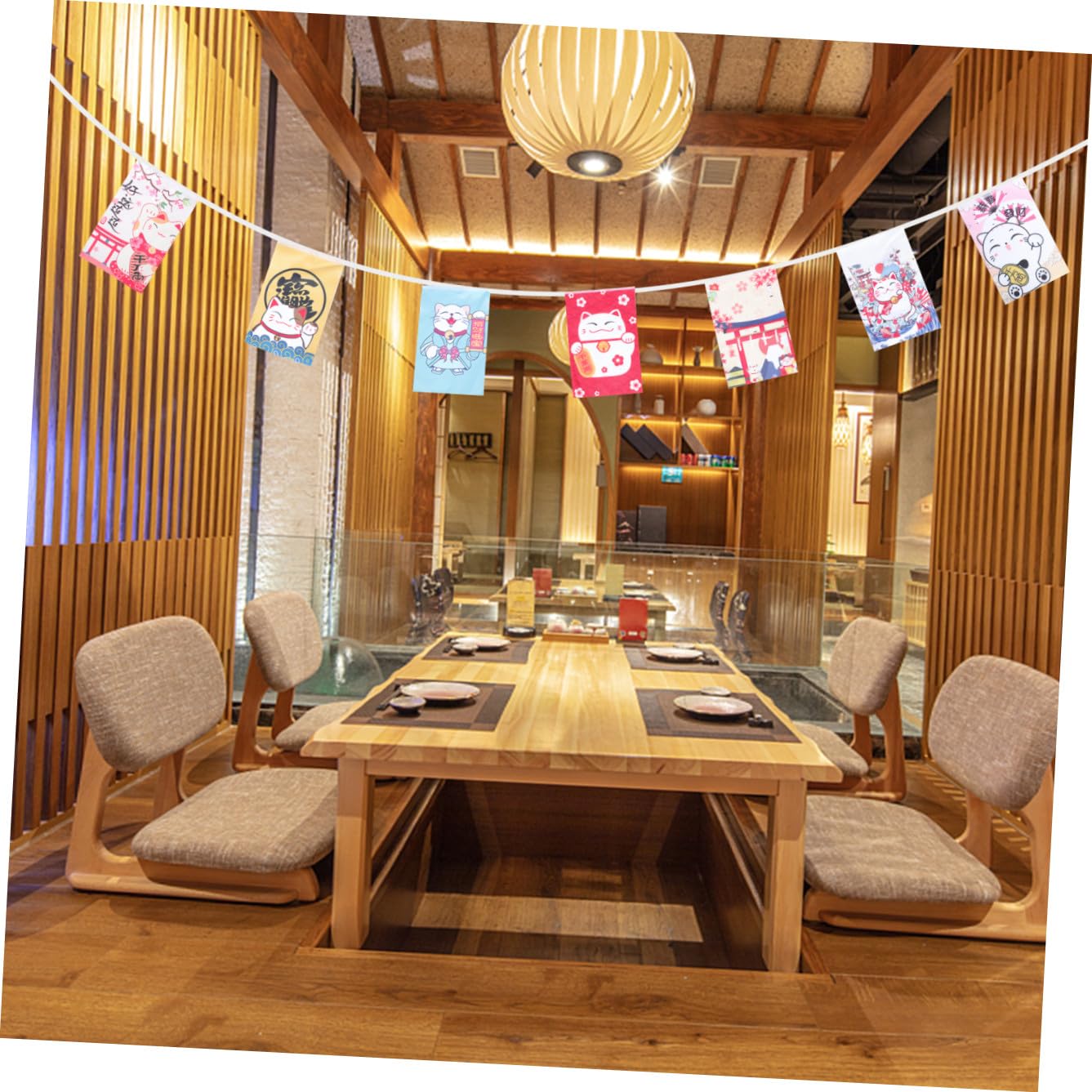 PRETYZOOM 4 Piezas Banderines Cartel De Cumpleaños Colgante De Restaurante Japonés Pancarta De Fiesta De Navidad Adorno Colgante Guirnalda De Navidad Decoración De Restaurante Prop