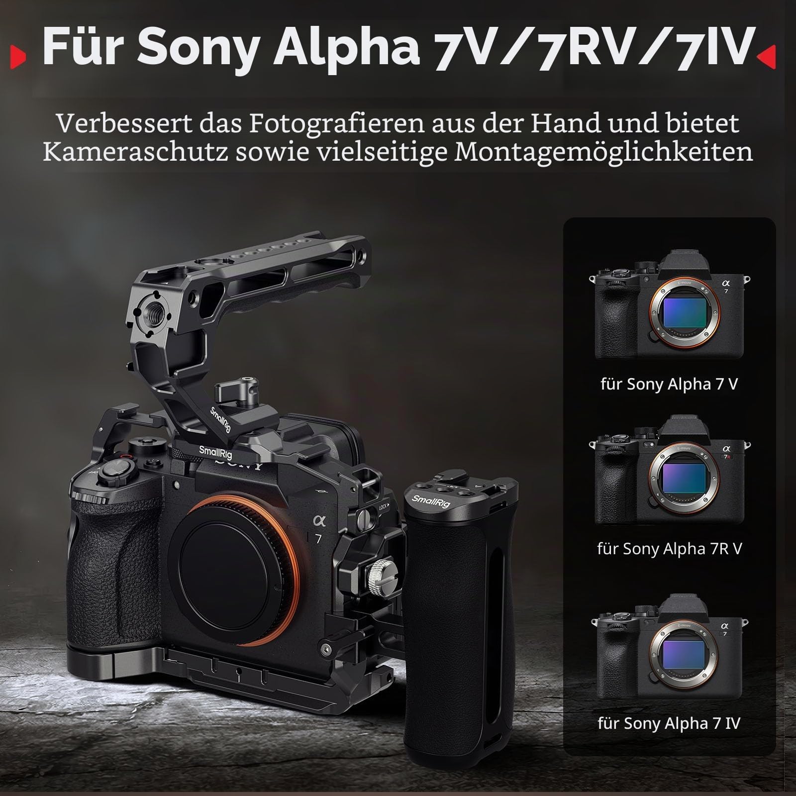 SMALLRIG A7 V / A7R V / A7 IV Cage Kit, with Obergriff/Seitengriff - 6026