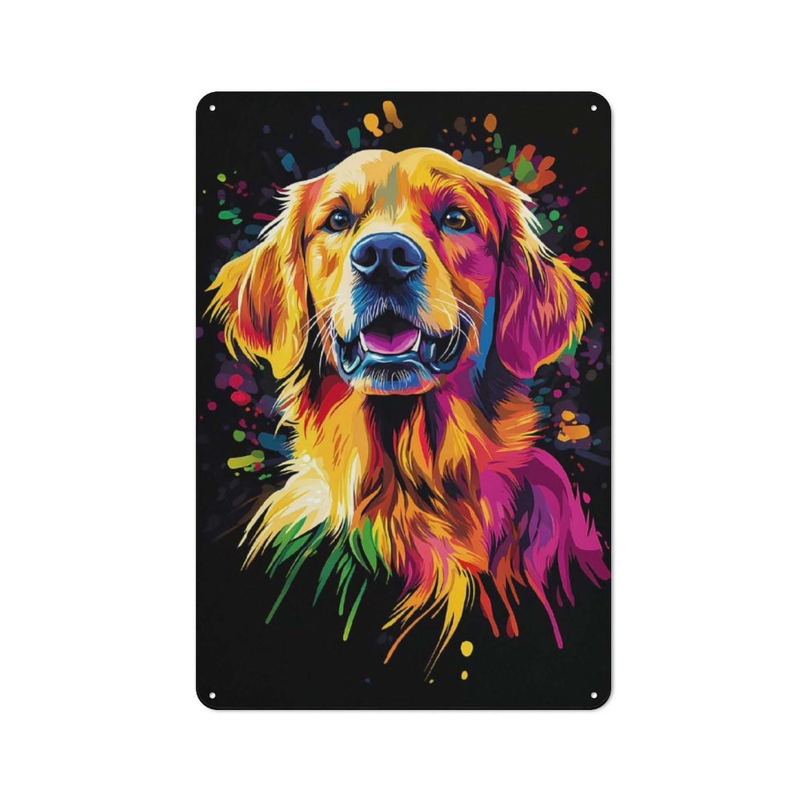 Junmoney Golden Retriever Pop Art Retro Metal Wall Sign 30X20cm With For Living Room Wall, Housewarming Wall Decor For People Furnishing Living Room