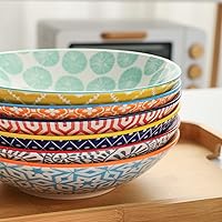 Vista 7 de Selamica Cuencos de Cerámica para Ensalada de Pasta Grandes de 30 oz de 8 Pulgadas de Ancho y Cuencos de Sopa Poco Profundos, Apilables, Aptos