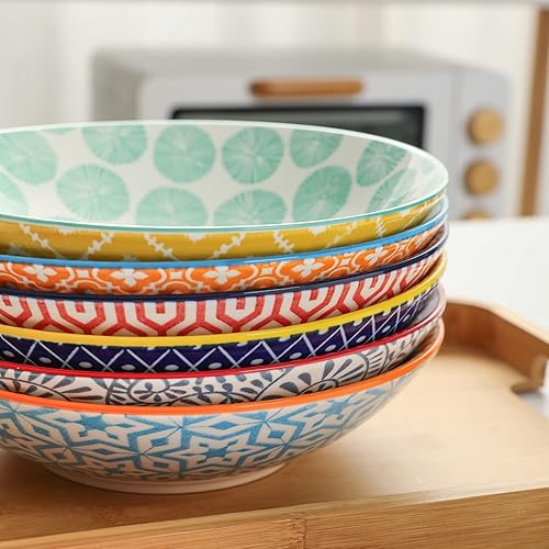 Miniatura 7 de Selamica Tazones de porcelana grandes para pasta de 40 onzas, cuencos de plato de 9 pulgadas, cuencos de ensalada, cuencos apilables para servir