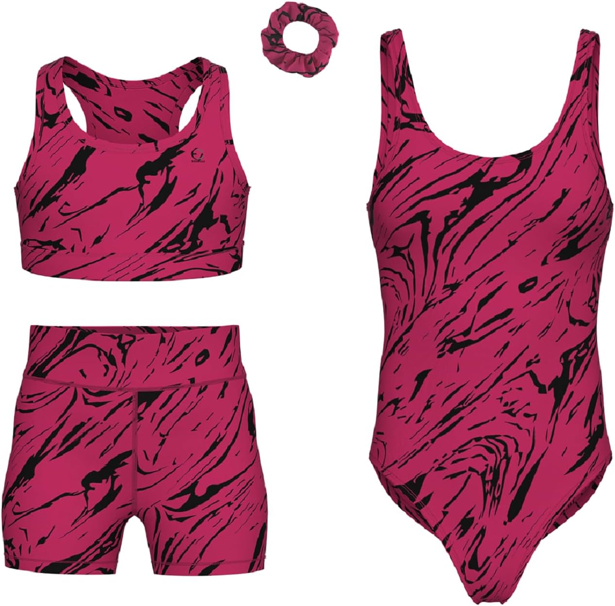 Girls Gymnastics Leotards w/Shorts Set - 4-Piece Girls Unitards Biketards Outfit for Dance, Tumbling & Activewear