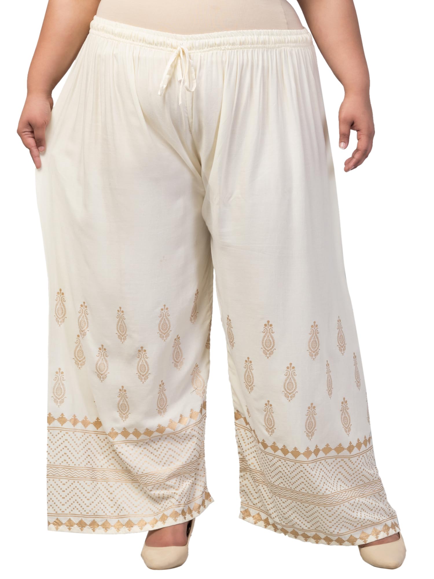 Women’s Plus Size New Gold Palazzo – Flowy & Elegant Bottom Wear-picture-36