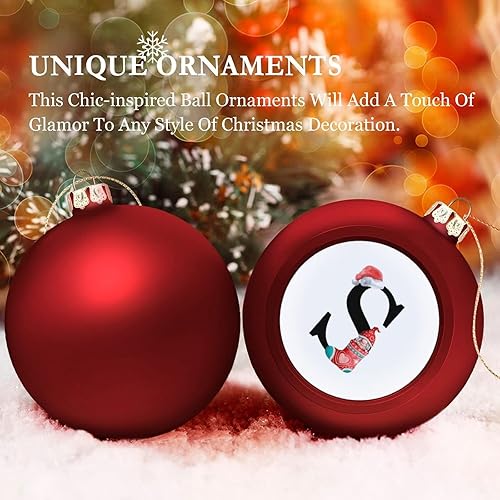 Miniatura 4 de Adornos de bola de letras del alfabeto inglés, adorno de bola de Navidad con monograma, gnomo de Navidad, monograma de letra S, adornos para árbol