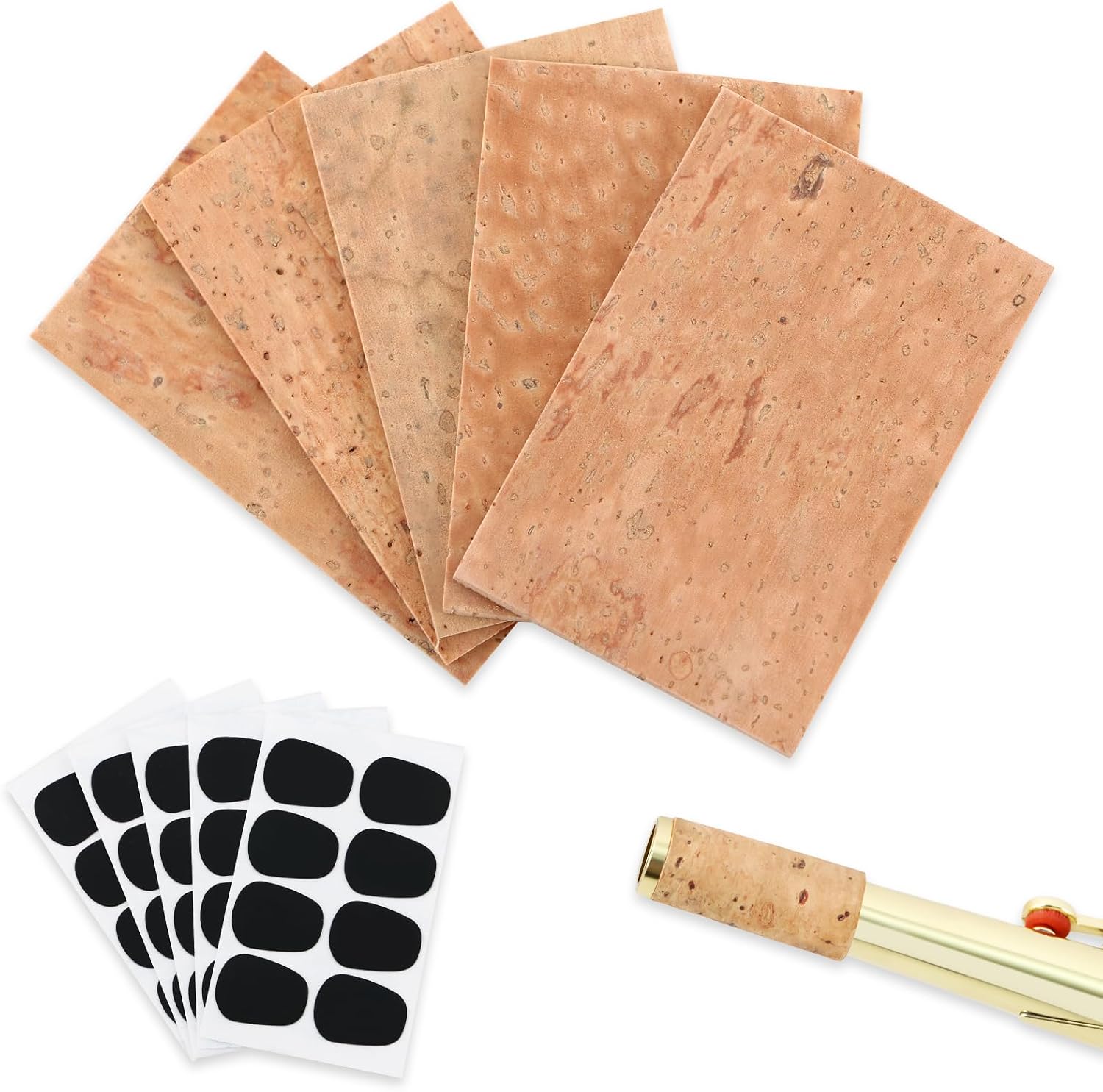  Alto Sax Neck Cork, 5pcs Universal Saxophone Neck Cork, Alto Sax Joint Cork Sheet, Saxophone Cork Replacement Kit for Alto Saxophone thumbnail
