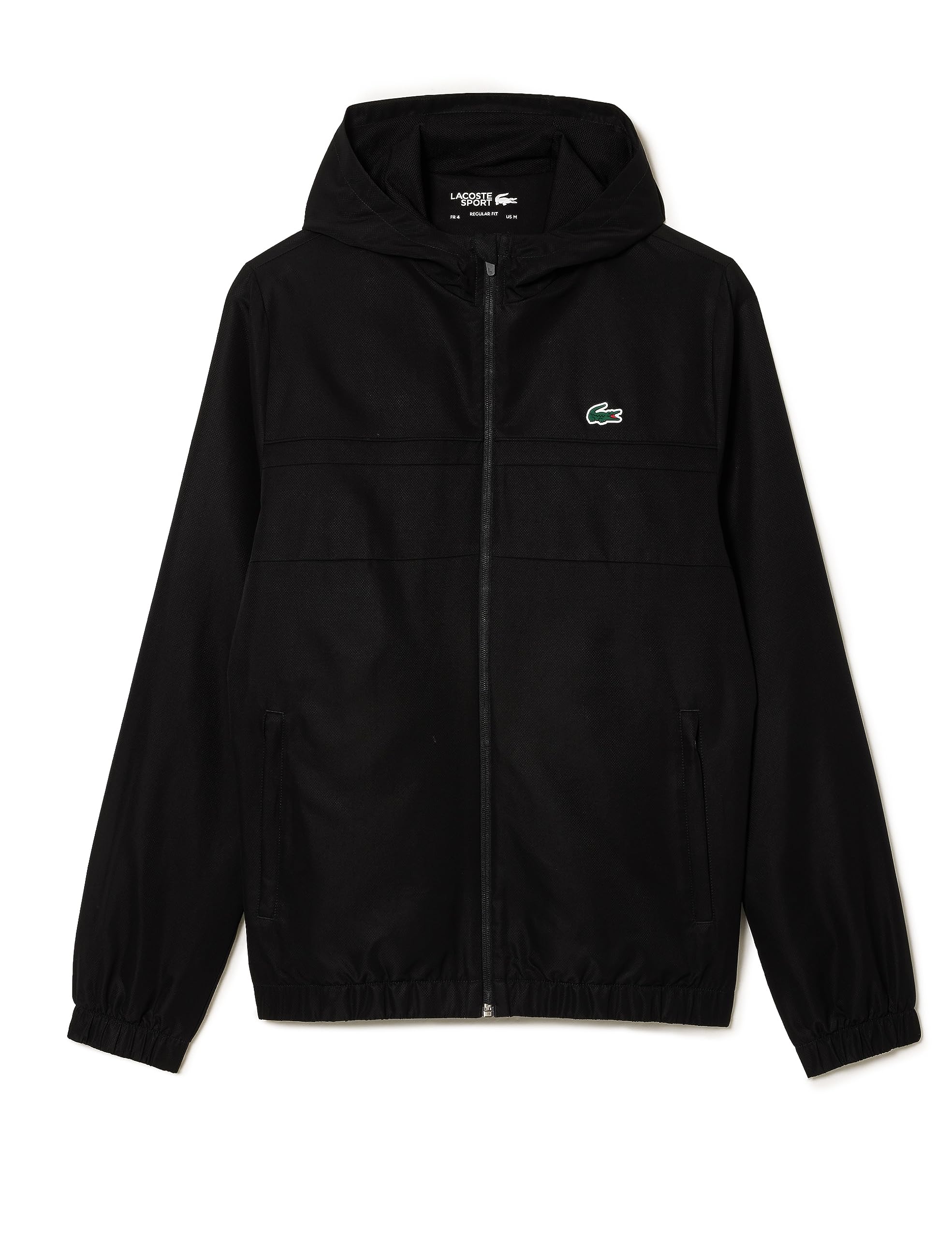 Men's Black Lacoste Water-Repellent Sport Track Jacket - 7 (Xxl)