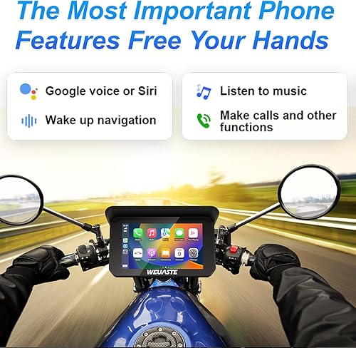 Miniatura 3 de Navegación GPS Carplay de motocicleta de 5 pulgadas, CarPlay inalámbrico/Android Auto para motocicleta, pantalla táctil impermeable IPS, GPS de