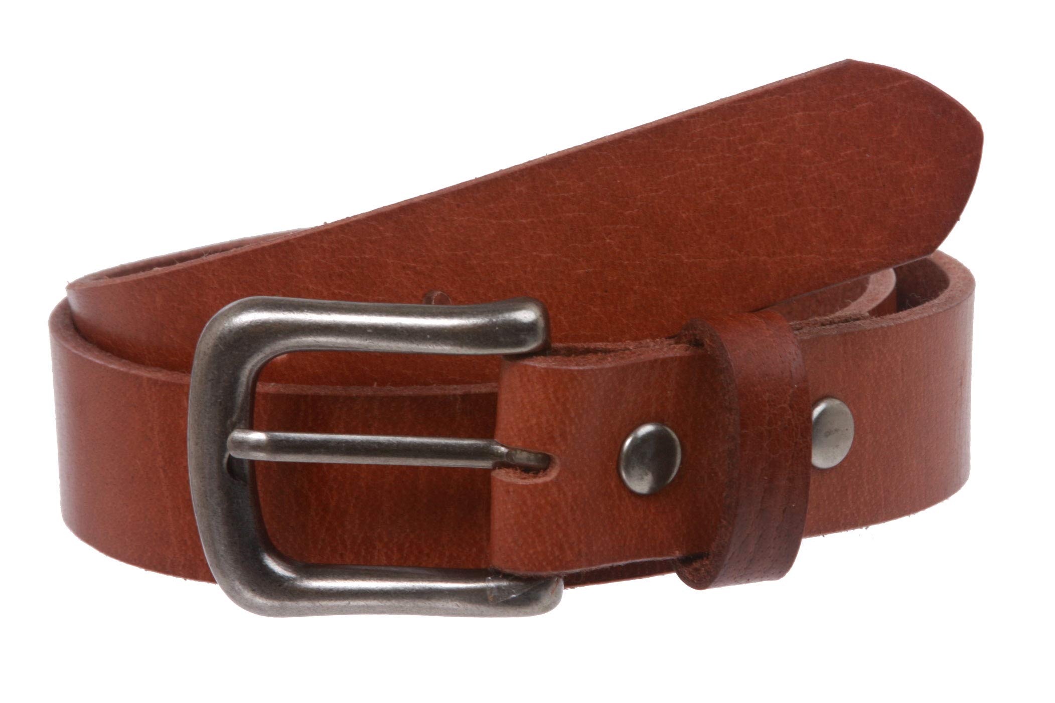 Kids Snap On Top Grain Vintage Genuine Leather Belt, Tan | 20 Inch
