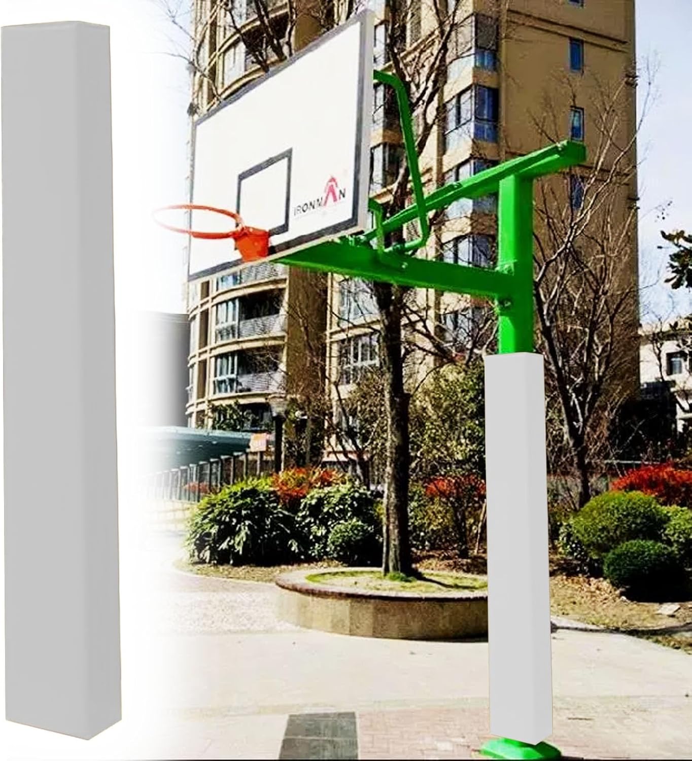 Custom Square Basketball Pole Padding Wrap - Protective Pad for 4"x4" to 8"x8" Support Posts - Durable Outdoor Hoop Padding (Green) - All-Sides Coverage