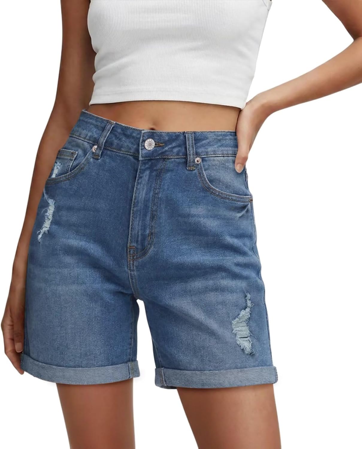 StunShow Women Shorts Casual Stretchy High Waisted Jean Short Cut Off Denim Shorts Trendy - Image 3