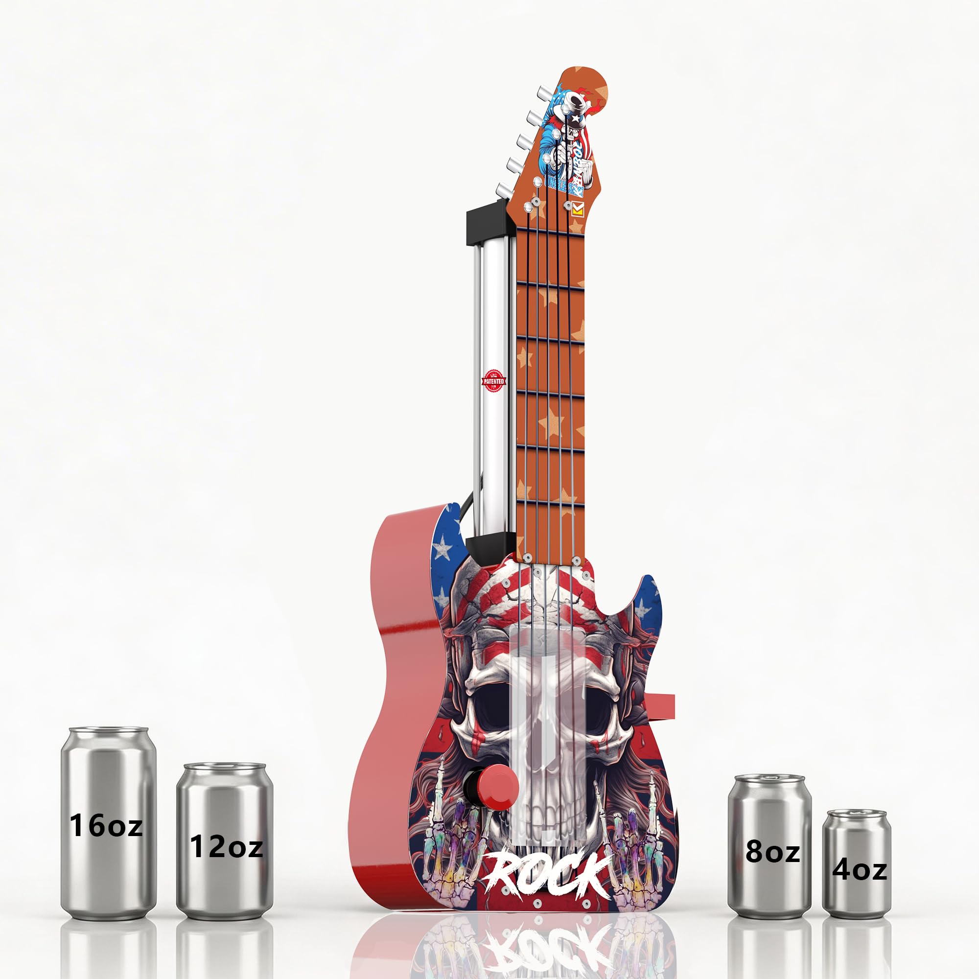 Guitar Style Pneumatic Can Crusher, 8/12/16oz Soda Cans,Wall-Mounted