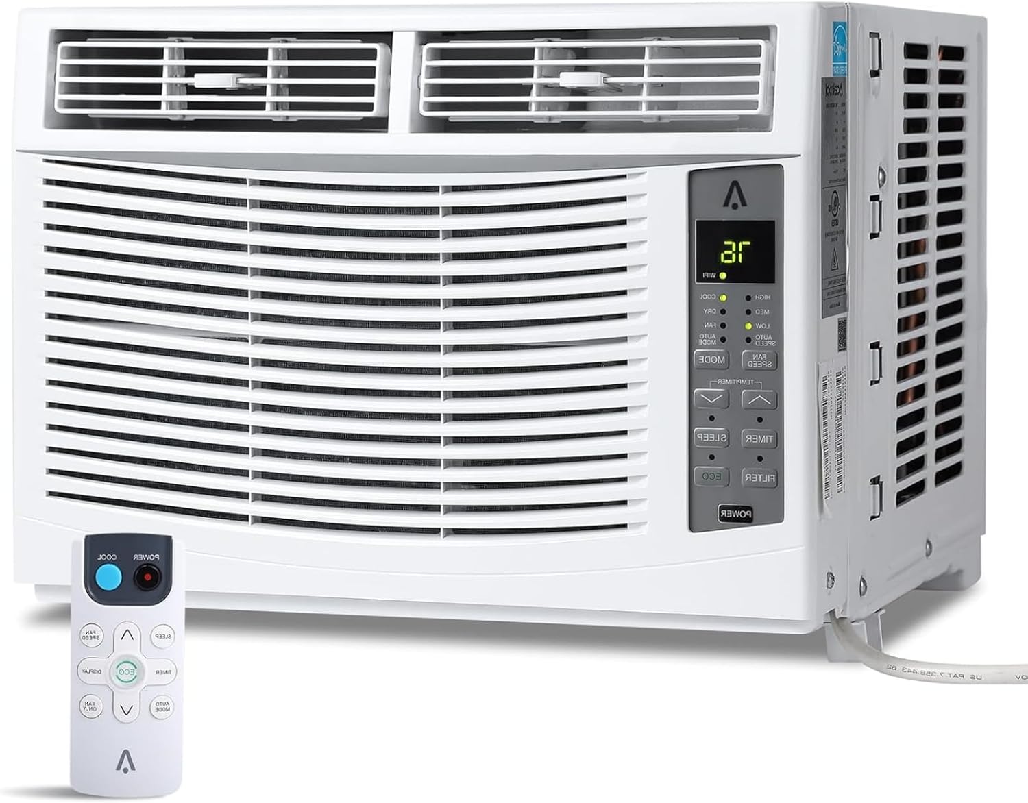 6000 BTU Window Air Conditioner, Window AC Unit Cools Up to 250 Sq.Ft, Quiet AC Unit with Remote Control, 3 Cooling Speeds, Washable Filter, Energy Efficient(White)