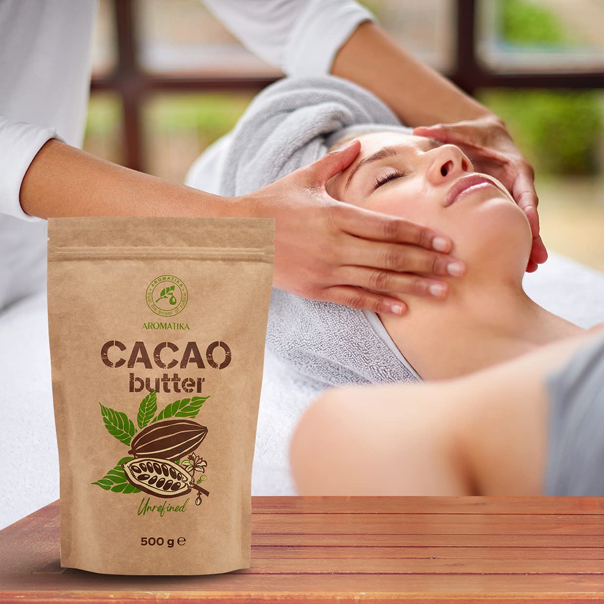 Burro di Cacao - 500g - Spremuto a Freddo - non Raffinato - Theobroma Cacao - per Uso Alimentare in Ricette Dolci, per Creme Fatte in Casa Corpo, Viso e Labbra