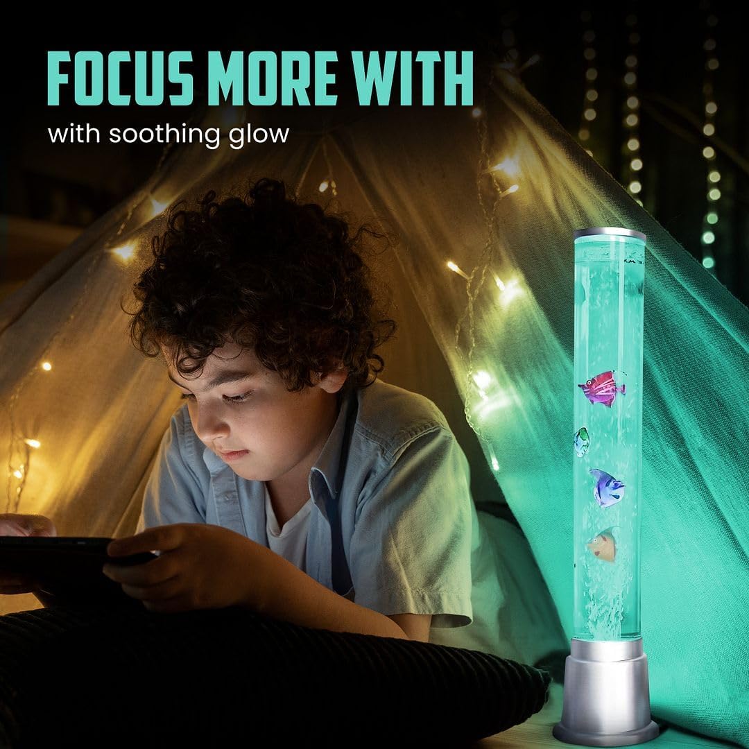 Fish Lamp Sensory Bubble Tube Lamps Aquarium Night Light 6 LED Color Changing Tubes Table Lamp Lava Bedroom Lamps Home Decor Desk Fish Tank Gifts Men 1.9FT