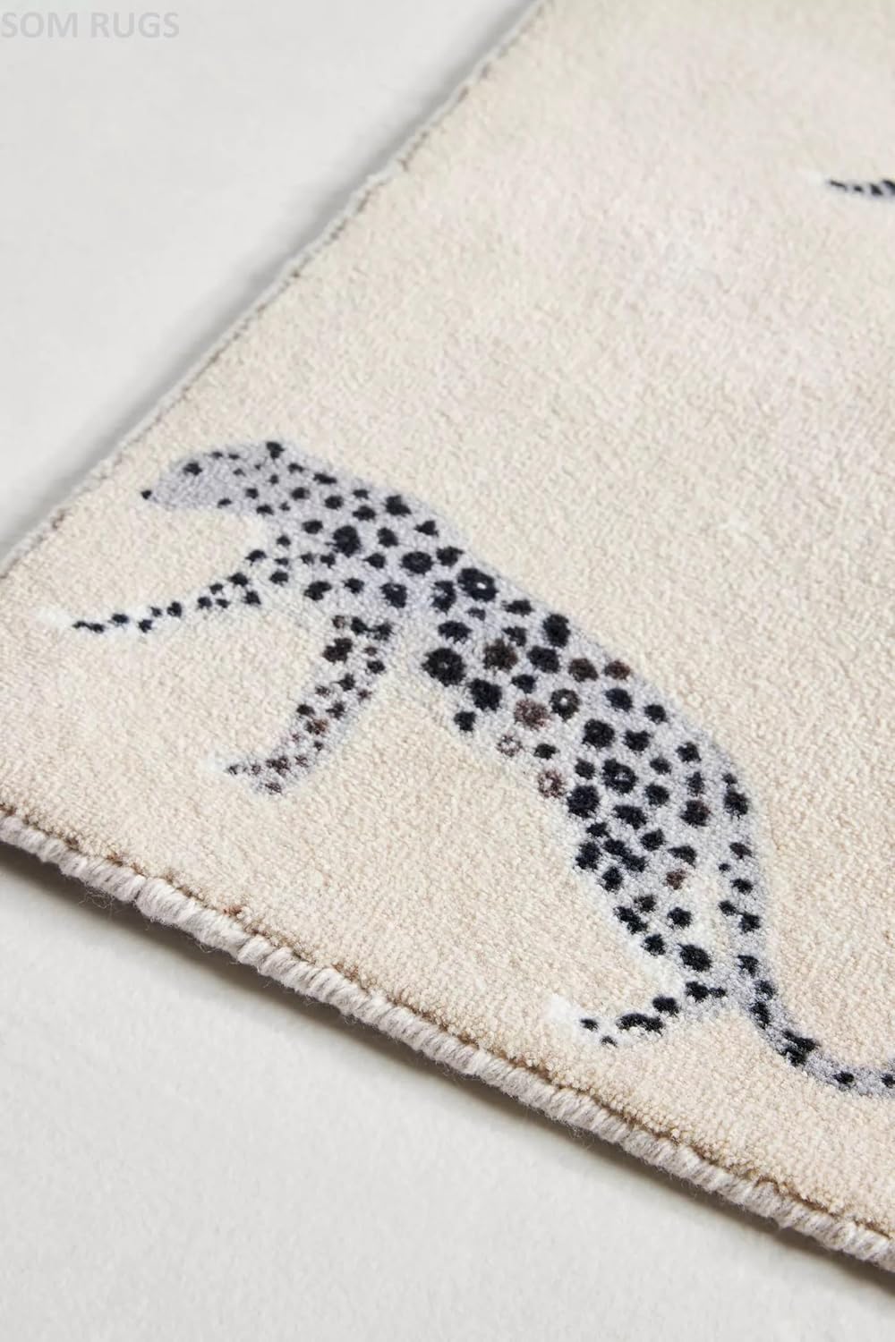 Handmade Cheetah Wool Area Rug Modern Traditional Design -Premium Animal Print Rug Washable Foldable Non Slip Carpet Perfect for Living Room, Bedroom Dining Room, Kids Room(Neutral, 6x9 Feet)