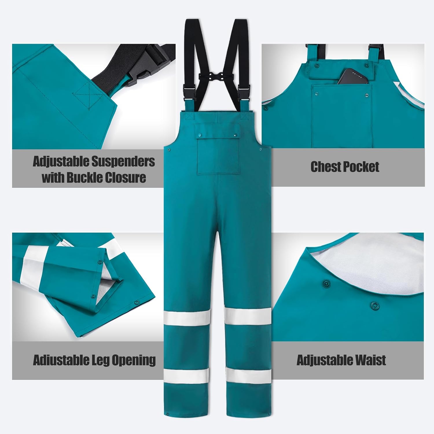 Rain Suit for Men Women Waterproof Heavy Duty Rain Gear Reflective Jacket Bib Pants for Fishing Golf - Image 4