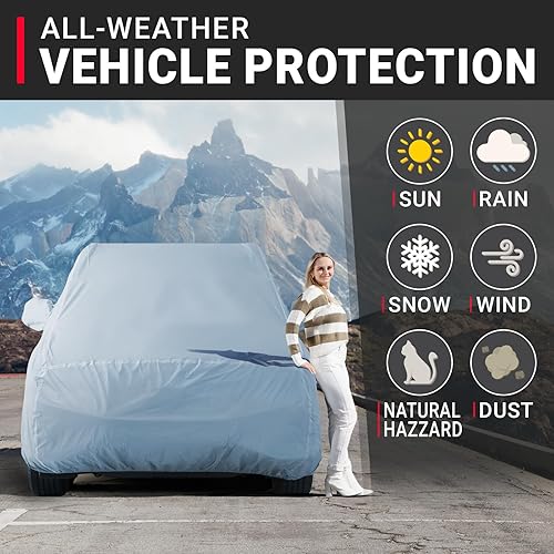 Miniatura 2 de iCarCover Funda impermeable de 30 capas para automóvil SUV para todo tipo de clima, protección solar contra la lluvia, nieve, UV, fundas completas