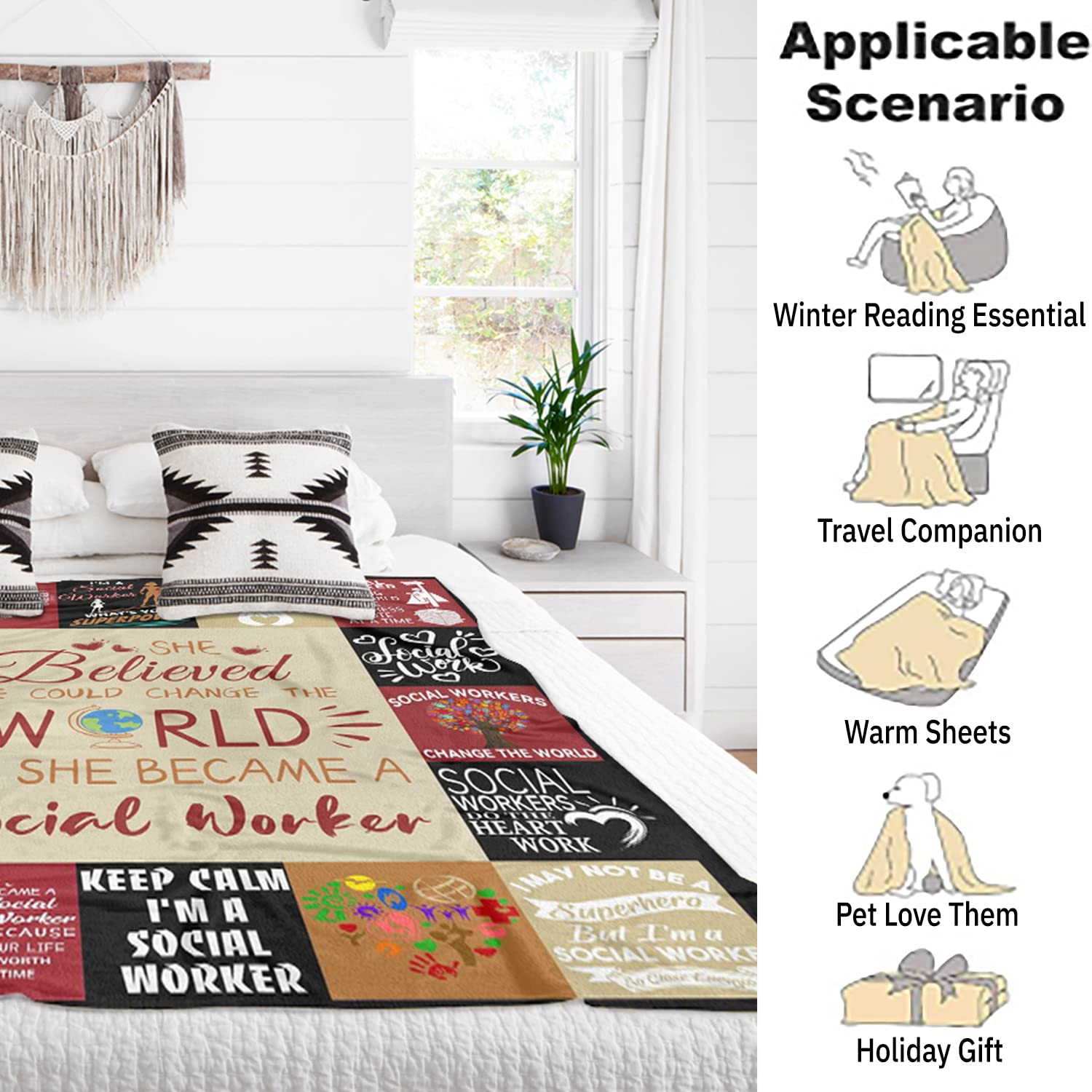 Sozialarbeiter-Geschenkdecke – 152x127 Cm, Aus Weichem Fleece, Für Zuhause, Bett & Sofa