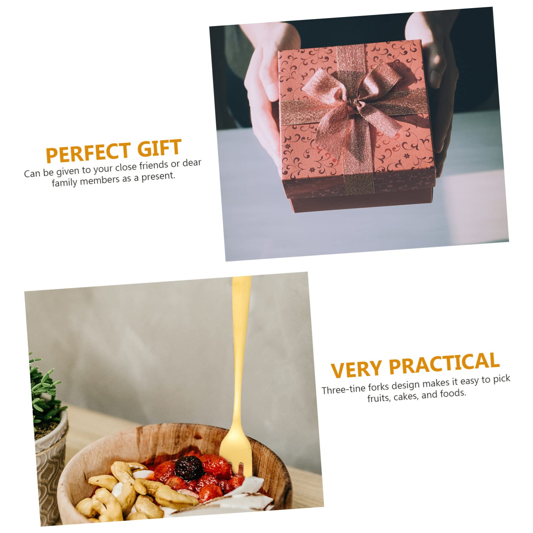 FUNOMOCYA 4pcs Cake Fork Fruit Fork Snacks Forks Escargot Forks Food Pick Forks Mini Forks Appetizer Forks Party Tabletop Forks Gold Dessert Forks Metal Tableware Stainless Steel Golden