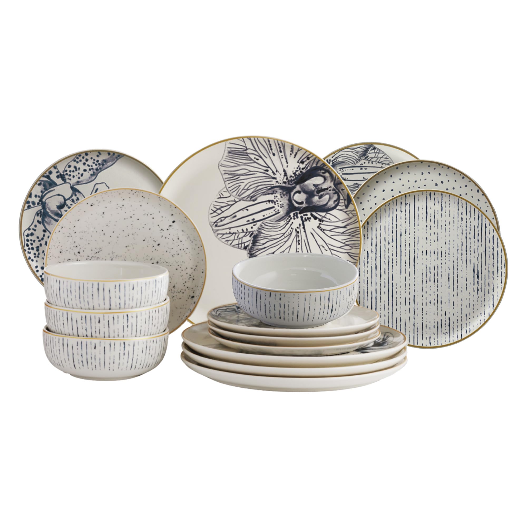 食器 e Condo Aretware plate Amazon.com | Corona 12–piece Blue Orchid Pattern Design