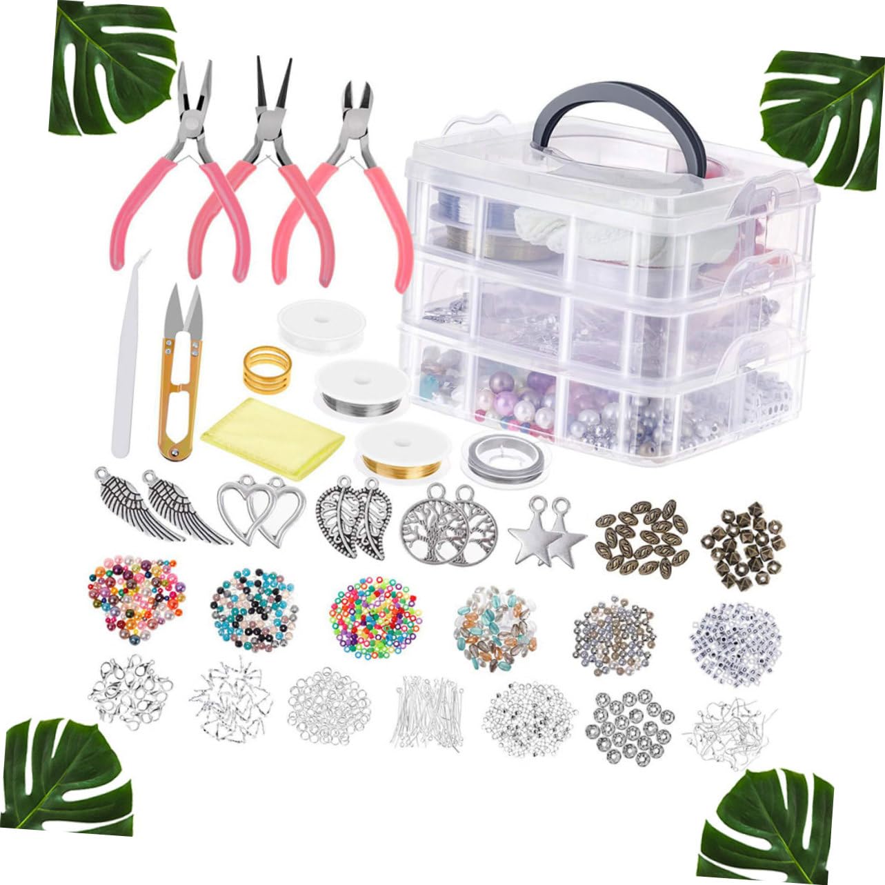 HOODANCOS Kit per Creazione Gioielli 1186 Pezzi, Set Tre Livelli