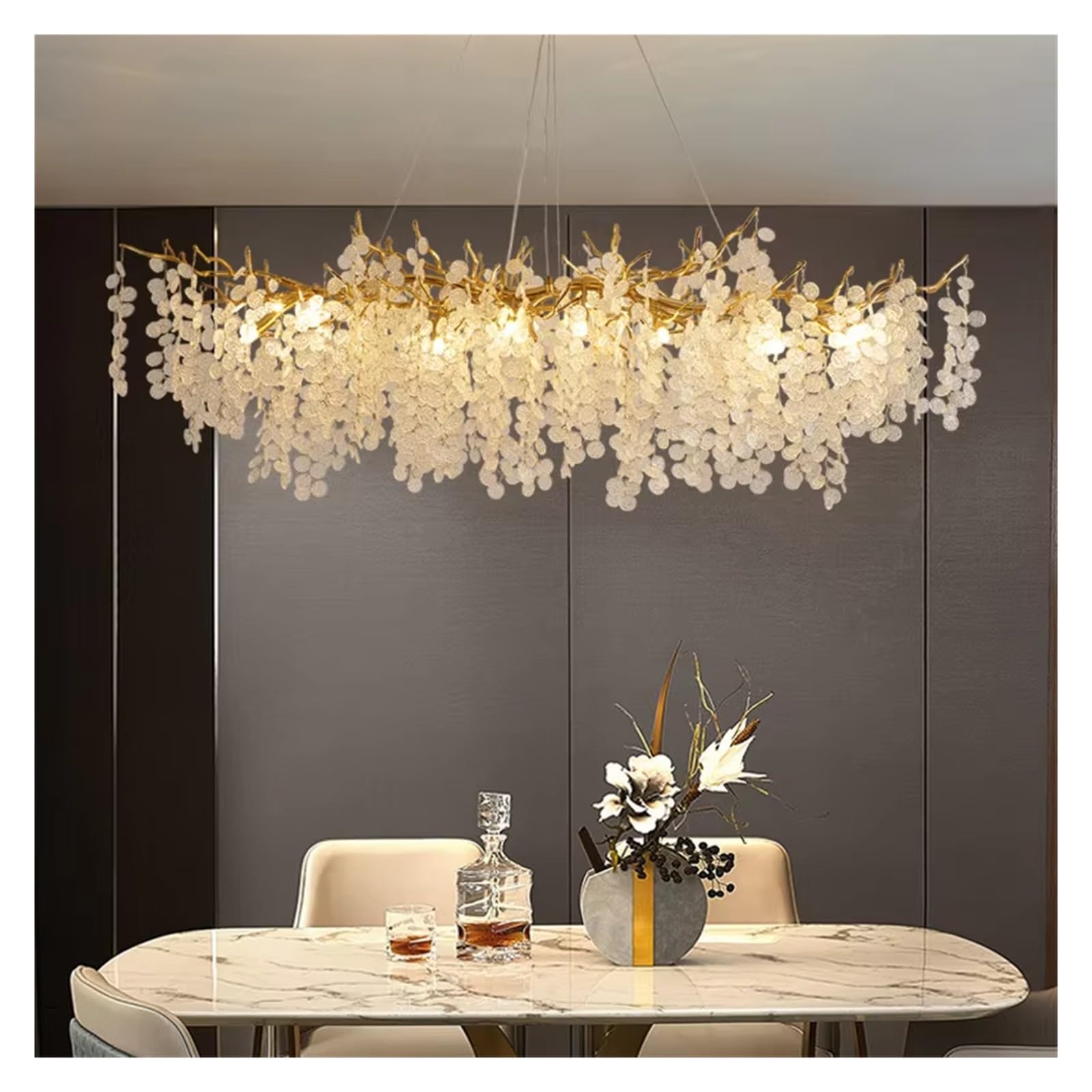 ASerZenith Nordic Ceiling Crystal Chandelier Gold Luxury Pendant Light For Living Room Hotel Hall Villa Decoration Indoor Decor,Changeable Light-100Cm Long