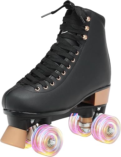 LKD Patines ajustables para mujeres y hombres, cómodos patines cuádruples con ajuste de media talla, forro de terciopelo, talón reforzado, opciones