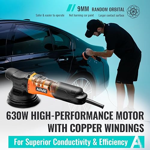 Miniatura 3 de Pulidora de búfer para automóvil, pulidora de doble acción de 5 pulgadas para detalles de automóviles, kit de pulidor orbital aleatorio de 0.354 in,