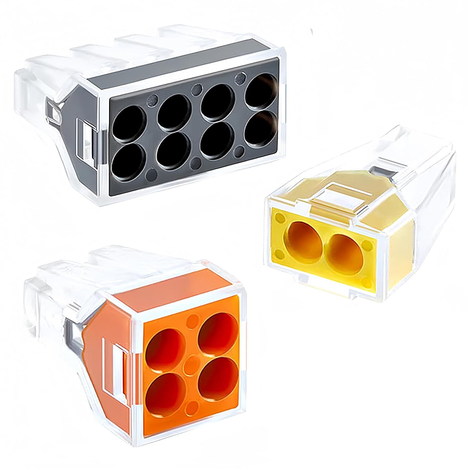 100pcs Push-in Wire Connector Splicing Terminals for Solid and Stranded Conductors with 2/4/8 Wires
