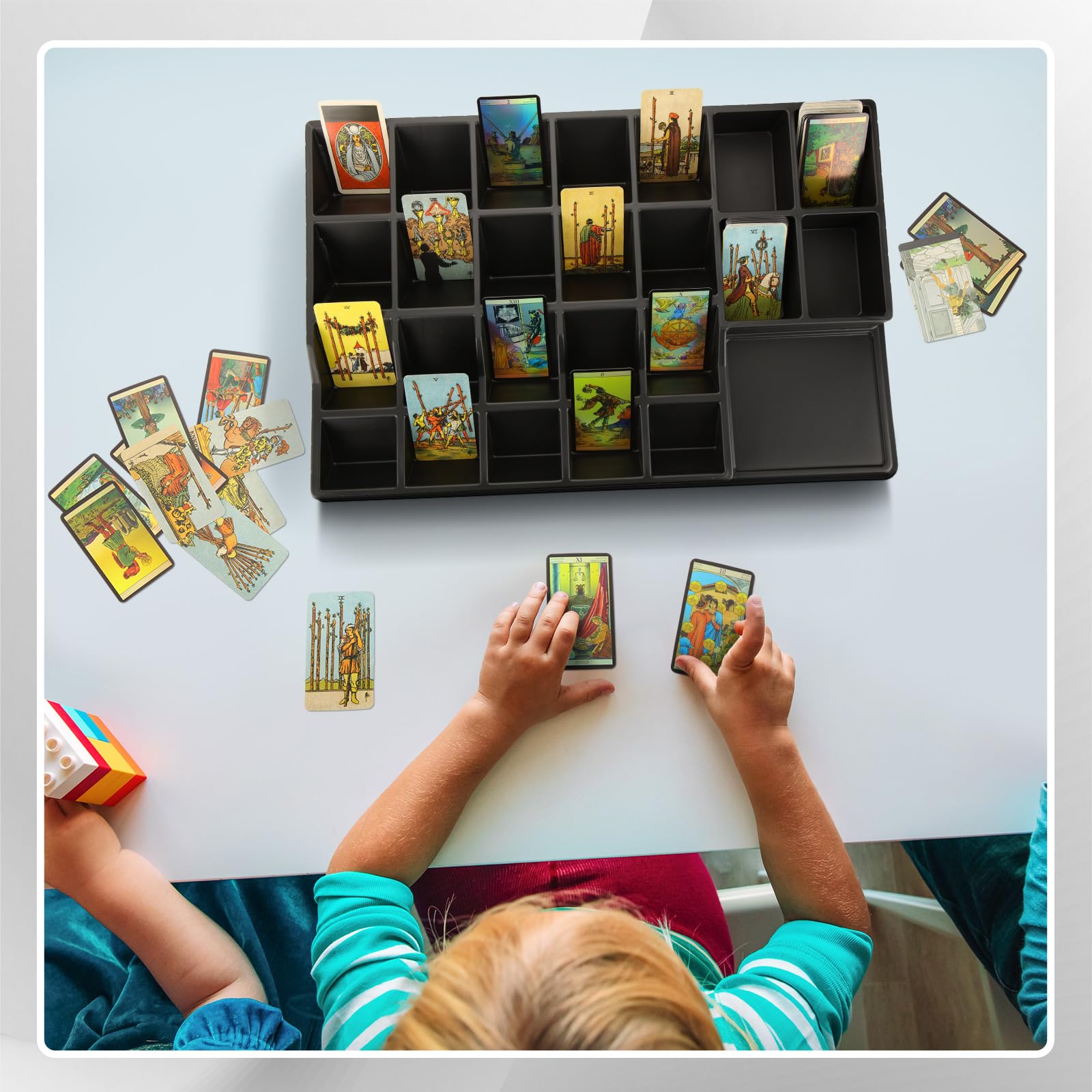 Geetery Confezione da 4 vassoi per ordinare carte da gioco, organizer per carte da gioco (58 x 38 cm, 24 slot)