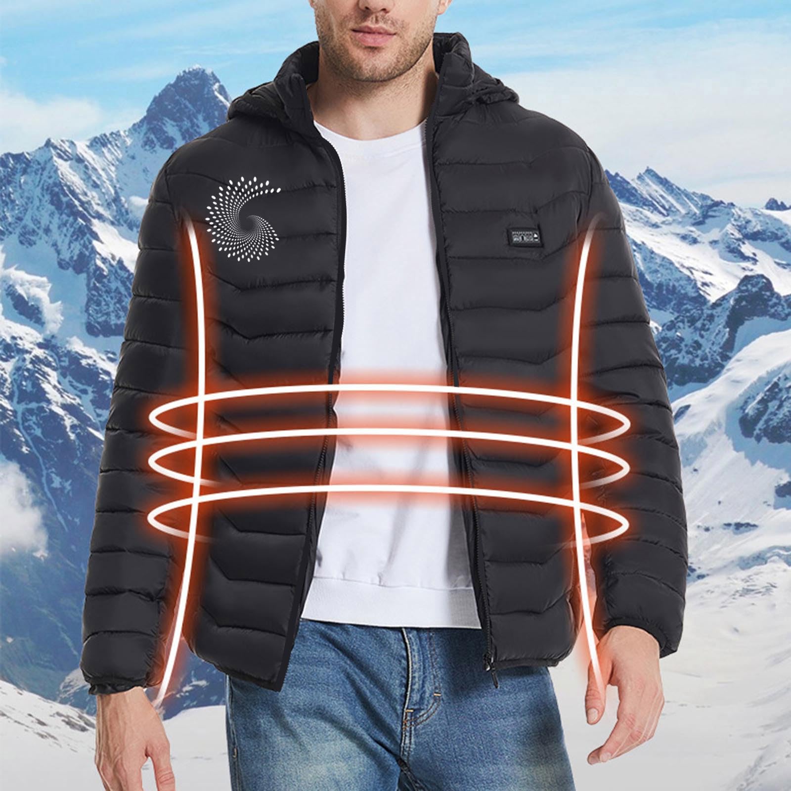 Giubbotto Riscaldabile Uomo Giacca Riscaldata Stampata Invernale Intelligente a Temperatura Costante USB a Quattro Controlli Giubbotto Riscaldato per Uomo e Donna Moto Campeggio (Senza Batteria)