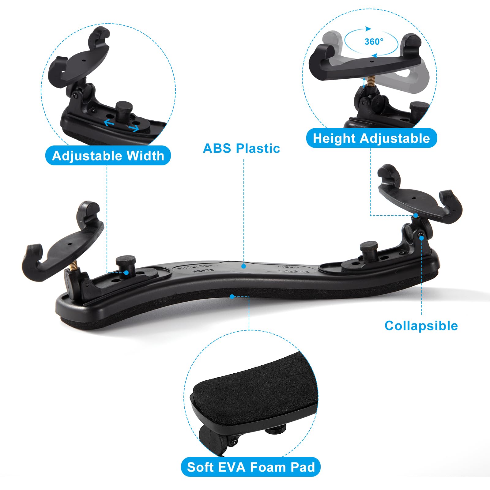 Spalliera Per Violino Everest EZ-4A - Regolabile 4/4 E 3/4, Nero - Foto 8