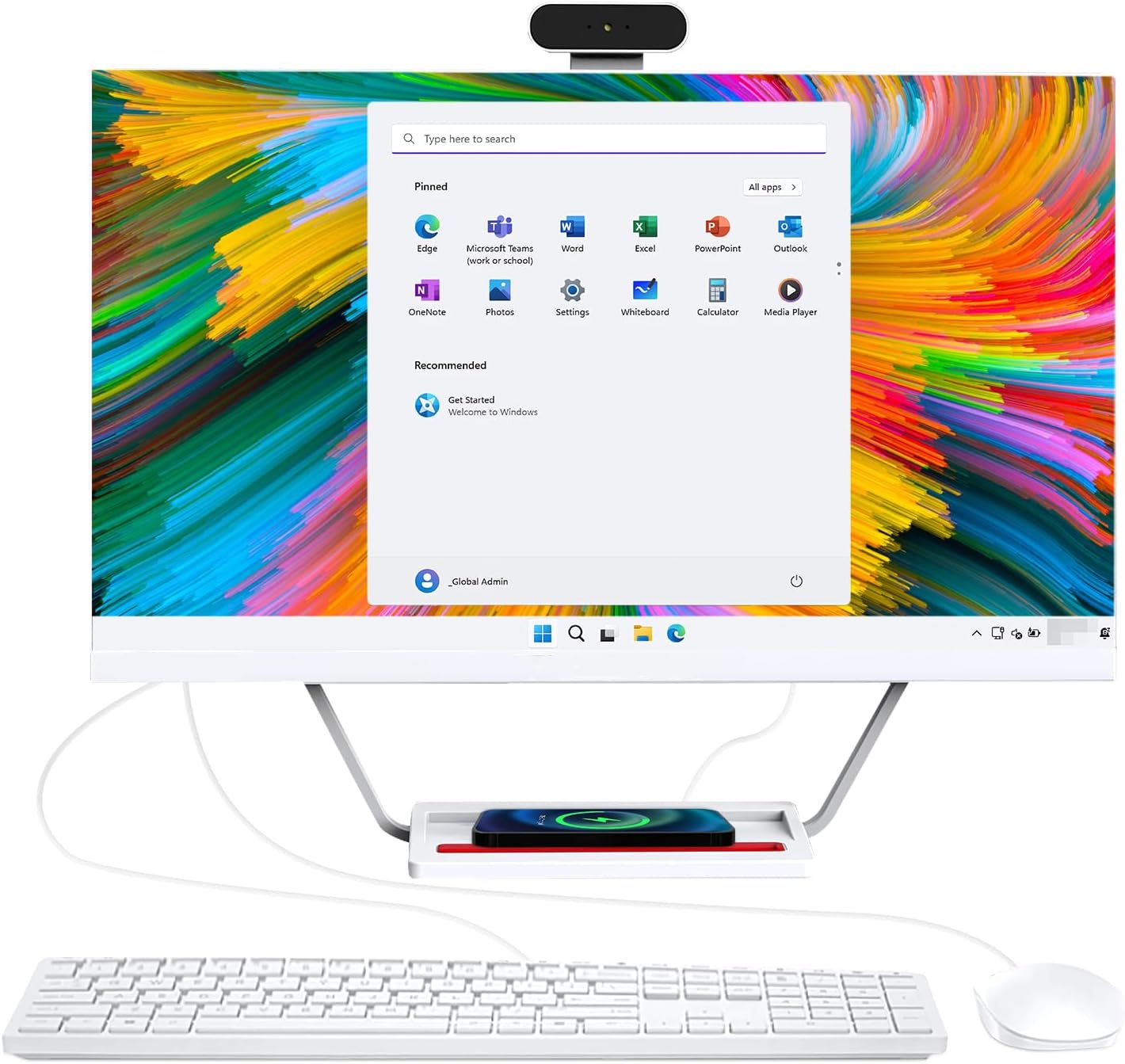 24” All-in-One Desktop Computer PC with Charging Panel, I7 Quad-Core Desktop with Camera, 16G RAM 512G SSD IPS HD Display, WiFi Bluetooth for Home Business Office