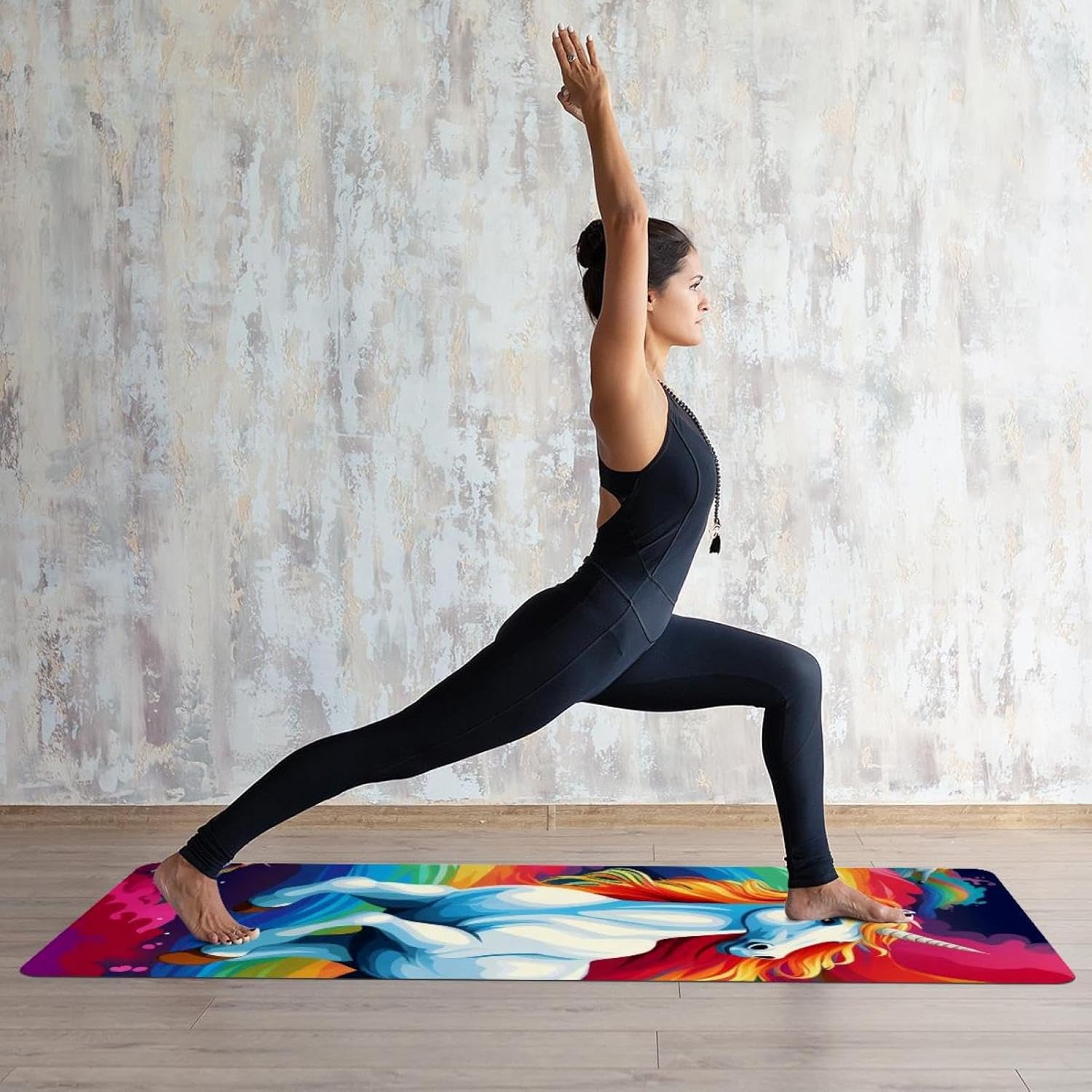 Yoga Towel, Rainbow Unicorn Pattern Non Slip Sweat Absorbent Hot Yoga Mat Towel for Hot Yoga, Pilates and Fitness - 72.8" x 26.8"