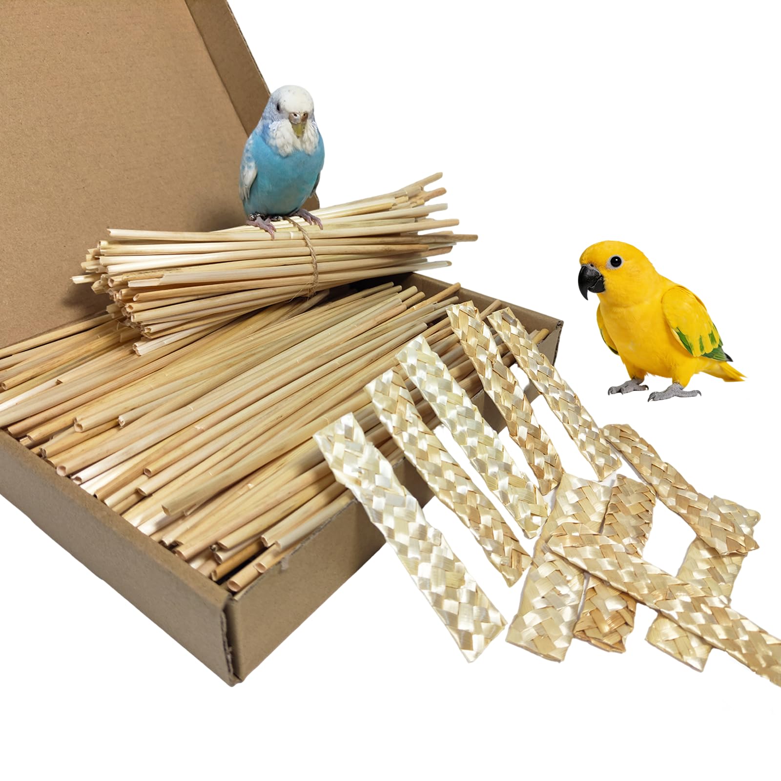 Hamiledyi Natural Bird Toys Foraging Parrot Shredding Toys Wheat Straw Chewing Toy for Cockatiel Lovebird Parakeet Budgie Small-Medium Birds (200 Pieces)
