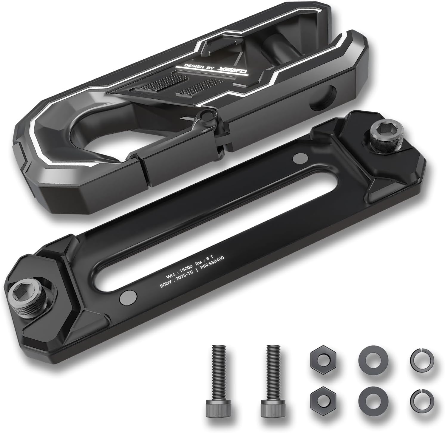 10 Inch Winch Fairlead with Towing Hook, Billet Winch Hook - Lightweight Aluminum Winch Attachment for Synthetic Rope - 33,000 Lbs Load Limit, Quick Shackle for Off-Road Truck Towing Recovery