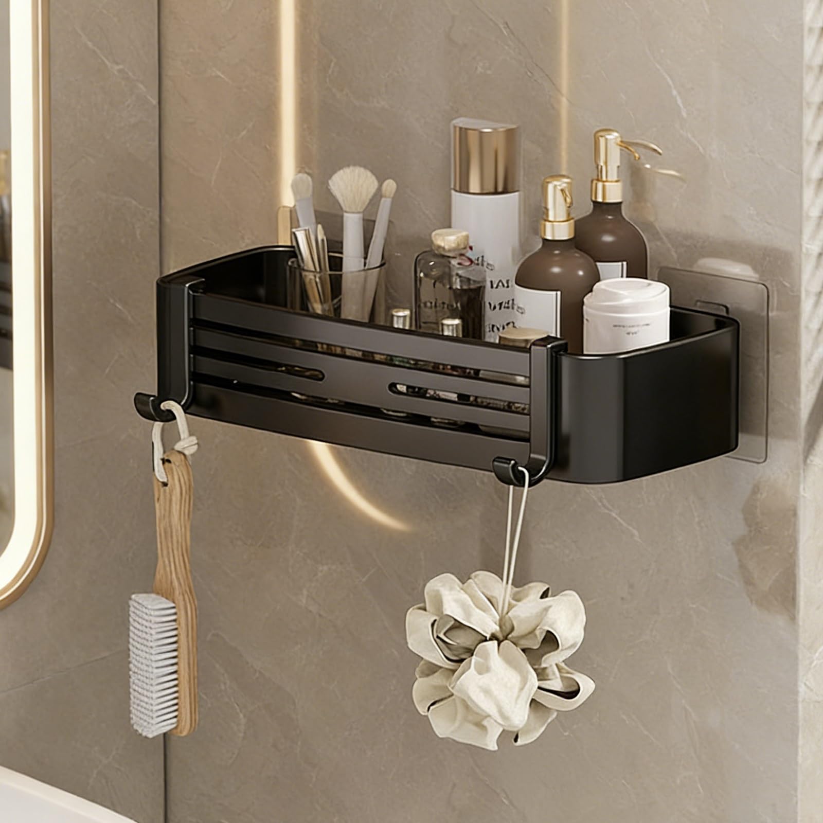 Large Shower Shelves Bath Caddy for Organizing Premium Space Aluminum Shelving Unit with Drain Holes Easy Clean Space