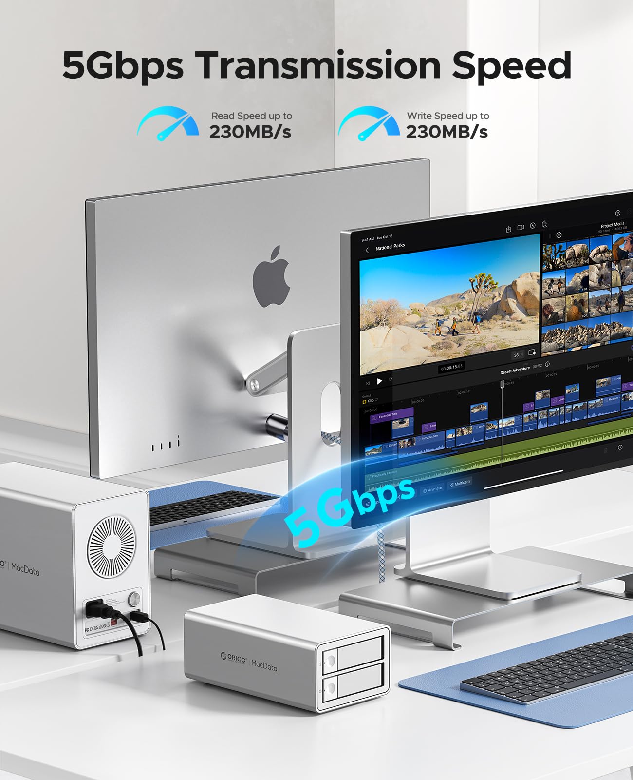ORICO 2 Bahías Raid - Carcasa para Disco Duro Externa para HDD/SSD SATA de 2,5/3,5 Pulgadas hasta 2X 22TB, USB3.0 Tipo B, estación de Acoplamiento para Disco Duro, admite Raid 0/1/PM (9928RU3)