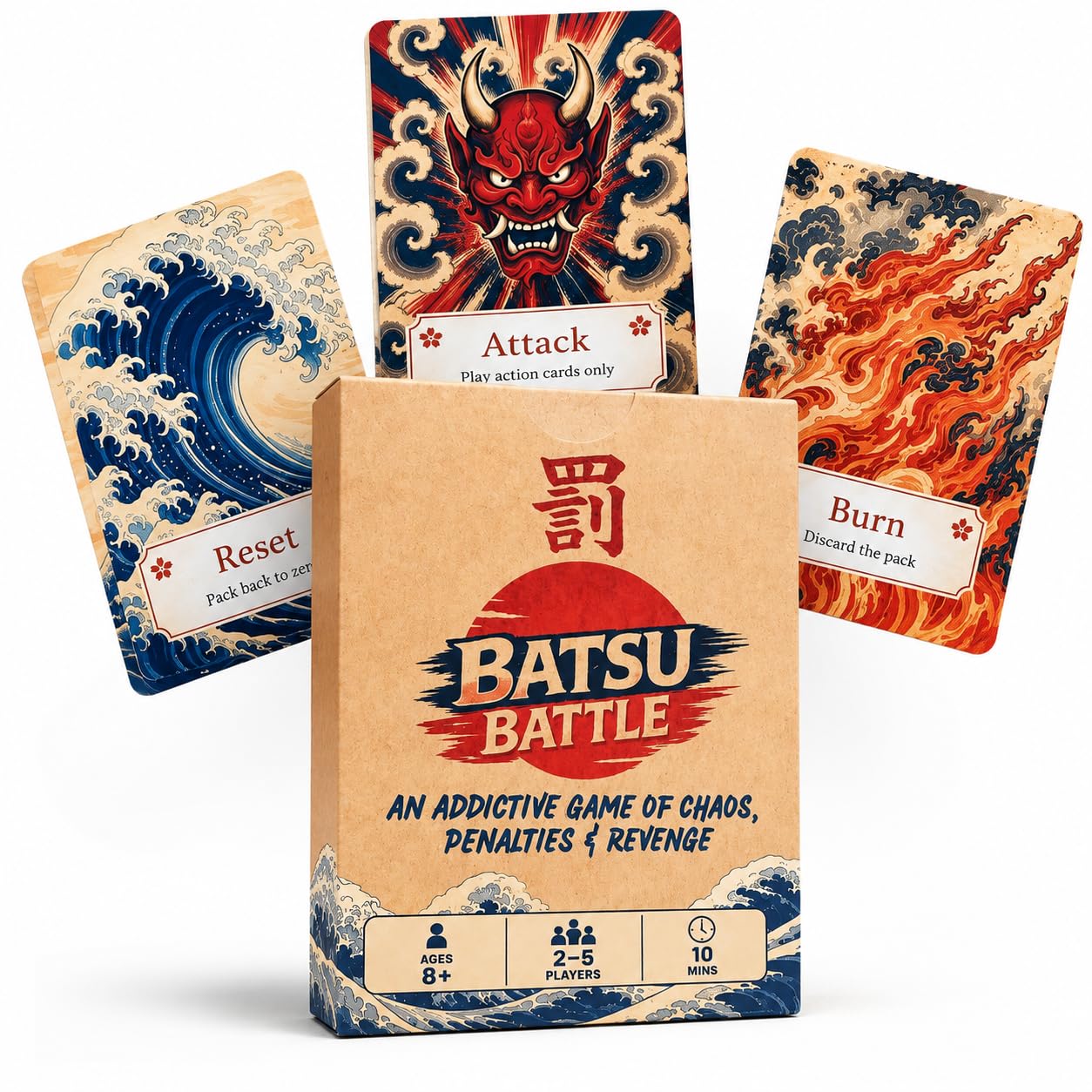 Space Mochi Games Batsu Battle | The Punishment Card Game | Family Game for 2-5 Players | Perfect for Game Nights & Travel | Kids & Adults | Age 8