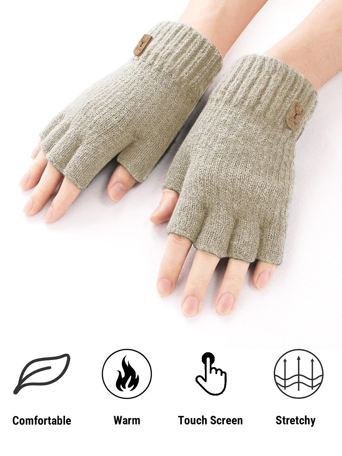 JUNRUI Fingerlose Handschuhe, Handschuhe ohne Finger Winter Warme Strickhandschuhe Arbeiten Camping Wandern Laufen Radfahren Fahren für Herren und Damen Fashion