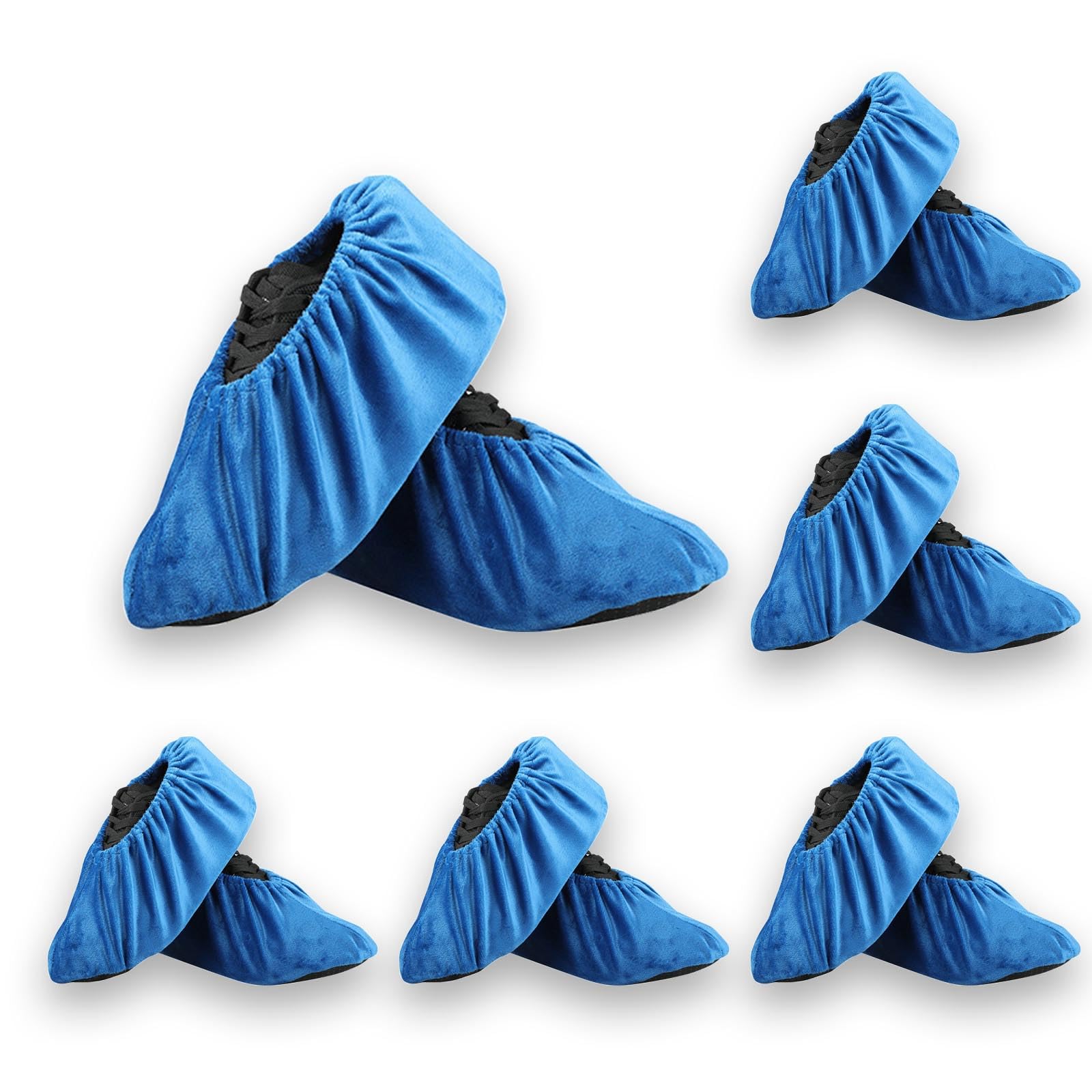 6 Pairs Reusable Non Slip Shoe Covers, Premium Soft Washable Thickened Safety Boot & Shoe Covers for Household, Office, Laboratory，one size（Jewel blue）